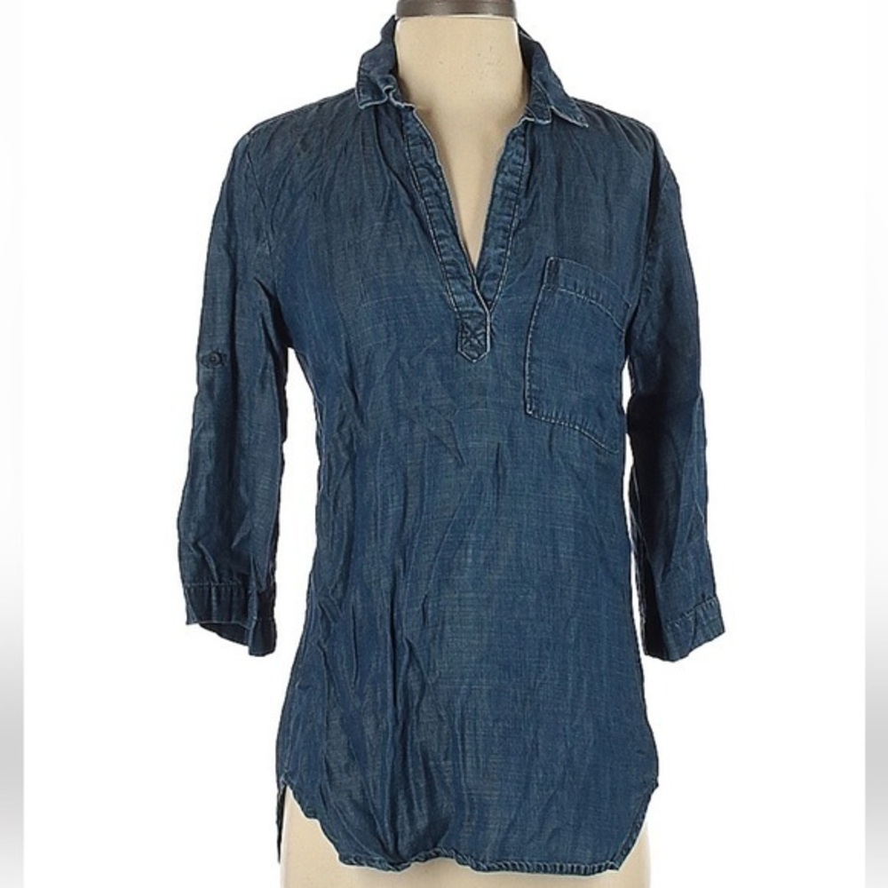 Cloth & Stone Chambray Size XS 3/4 Sleeve Top